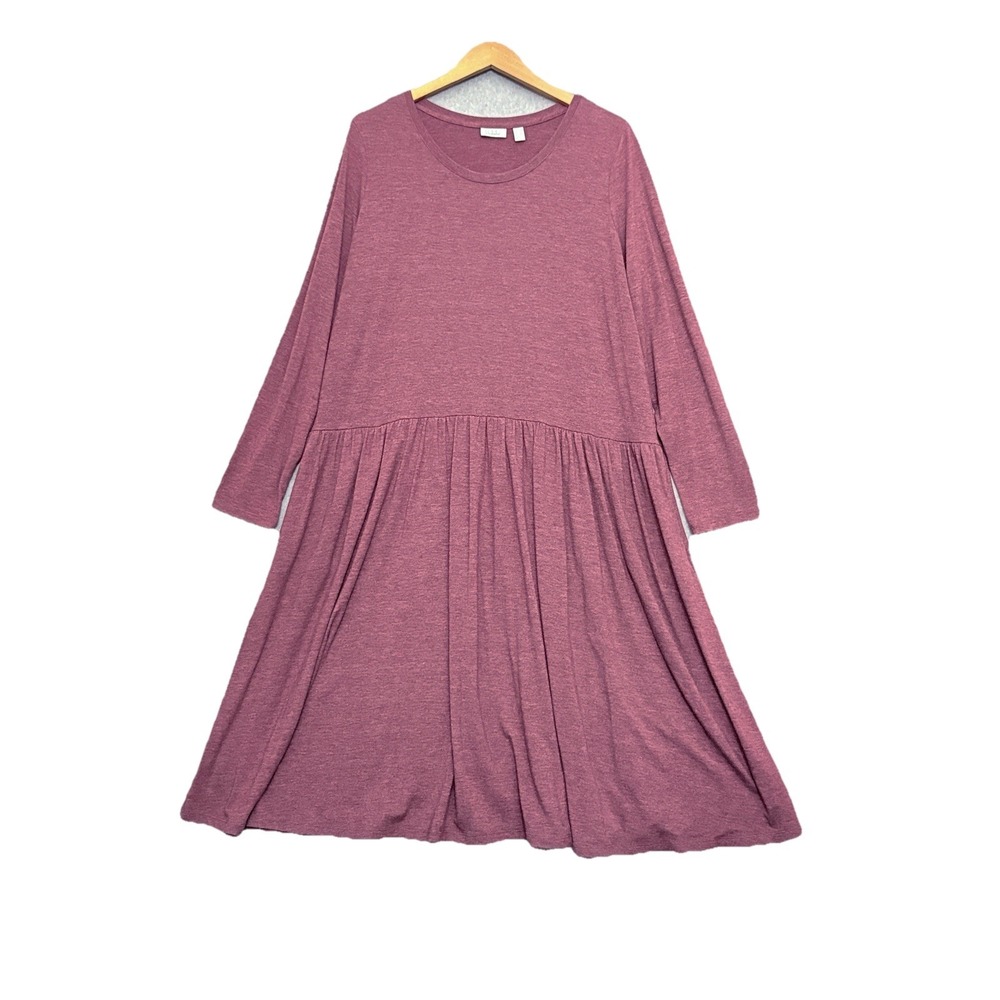 Logo Lori Goldstein Dress 1X Lagenlook Tiered Boho Stretch‎ Comfort Relaxed LS